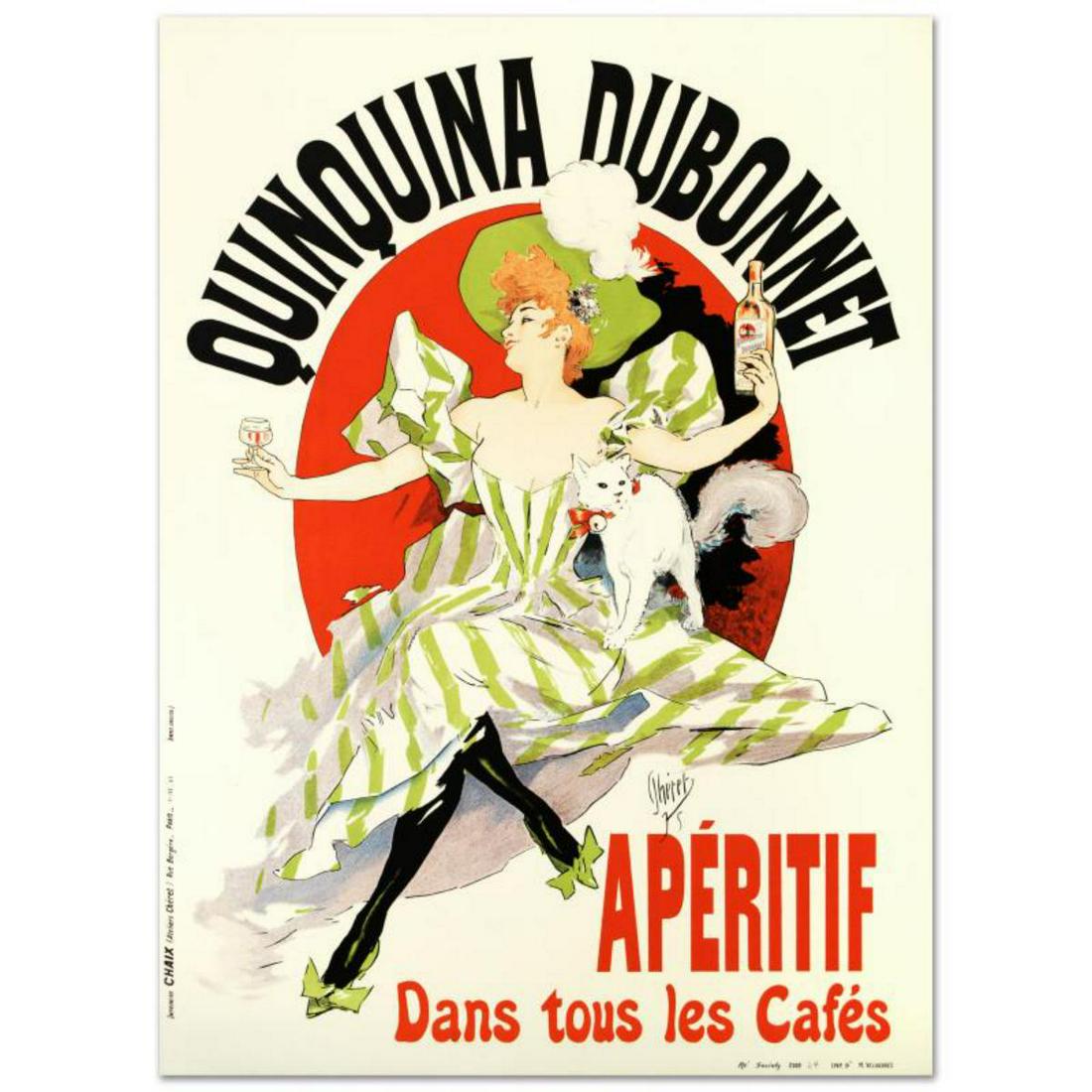RE Society, "Quinquina Dubonnet" Hand Pulled: "Quinquina Dubonnet" is a hand pulled lithograph on paper by the RE Society, image originally by Jules Cheret. Includes letter of authenticity. Measures approx. 21.5" x 29.5" (image). Reference #: 202