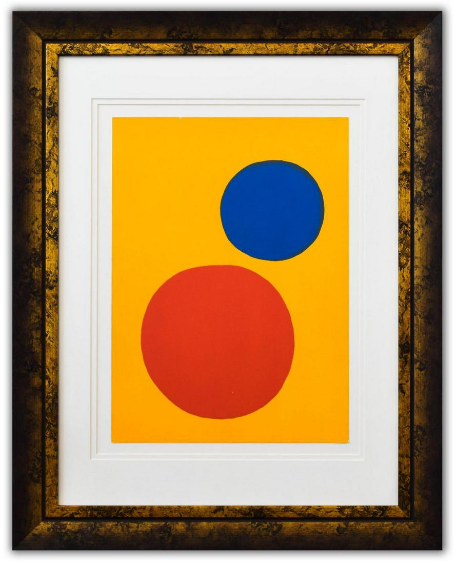 Alexander Calder- Lithograph "DLM201 - Champ jaune II": Artist: Alexander Calder. Medium: Lithograph. Title: DLM201 - Champ jaune II. Size (Unframed): 15" x 11". Size (Framed): 25" x 20". Certificate of Authenticity: Is included. Additional: Year : 1973. R