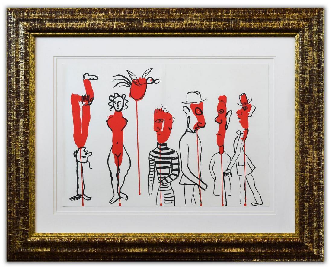 Alexander Calder- Lithograph "DLM156 - Gueules: Artist: Alexander Calder. Medium: Lithograph. Title: DLM156 - Gueules degoulinantes. Size (Unframed): 15" x 22". Size (Framed): 16" x 23". Certificate of Authenticity: Is included. Additional: Year : 