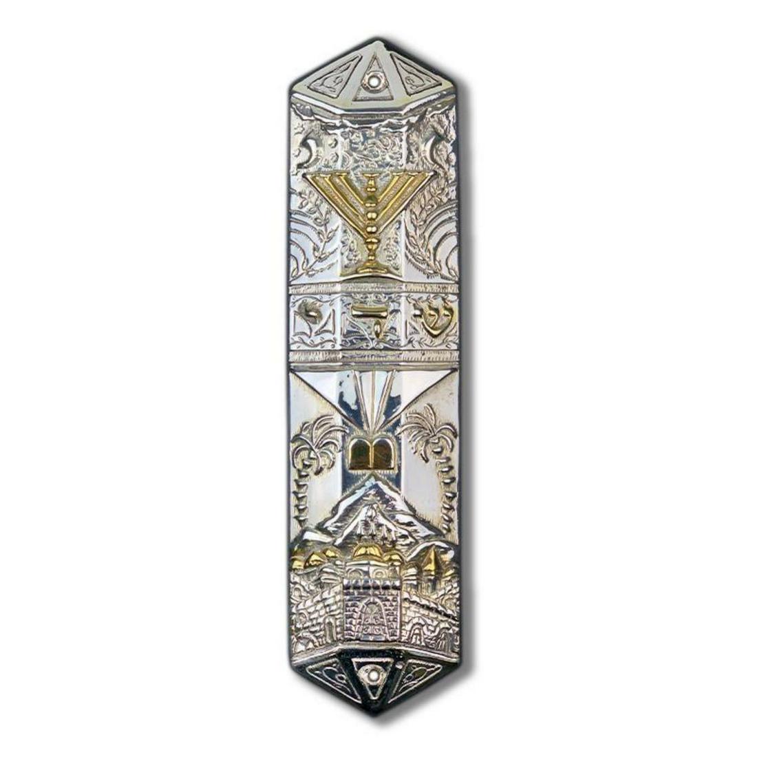 Raphael Abecassis Sterling Silver Electroform Mezuzah: This is a sterling silver electroform mezuzah case by Raphael Abecassis. Accompanied by a certificate of authenticity, it measures approximately 1.8" x 7" x 0.8". Reference #: 241880.