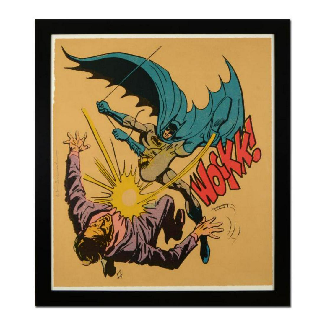 Mr. Brainwash, "Bat-Wockk!" Framed Limited Edition Silk: "Bat-Wockk!" is a limited edition silk screen print on paper by Mr Brainwash. The piece is hand signed by the artist and numbered PP 3/5. The piece comes custom framed and with a Letter of Authenticit