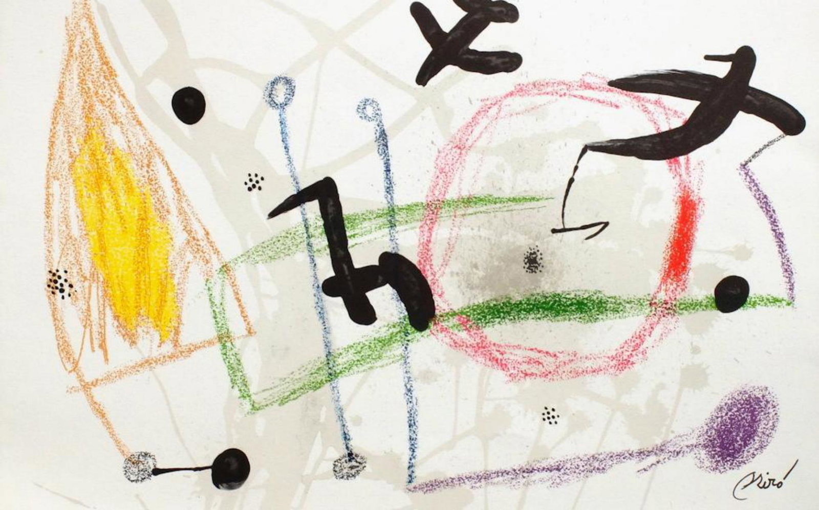 Joan Miro- Lithograph "Maravillas con variaciones: Artist: Joan Miro. Medium: Lithograph. Title: Maravillas con variaciones acrosticas 05. Size (Unframed): 20" x 28". Certificate of Authenticity: Is included. Additional: Catalogue raisonne Cramer 1057