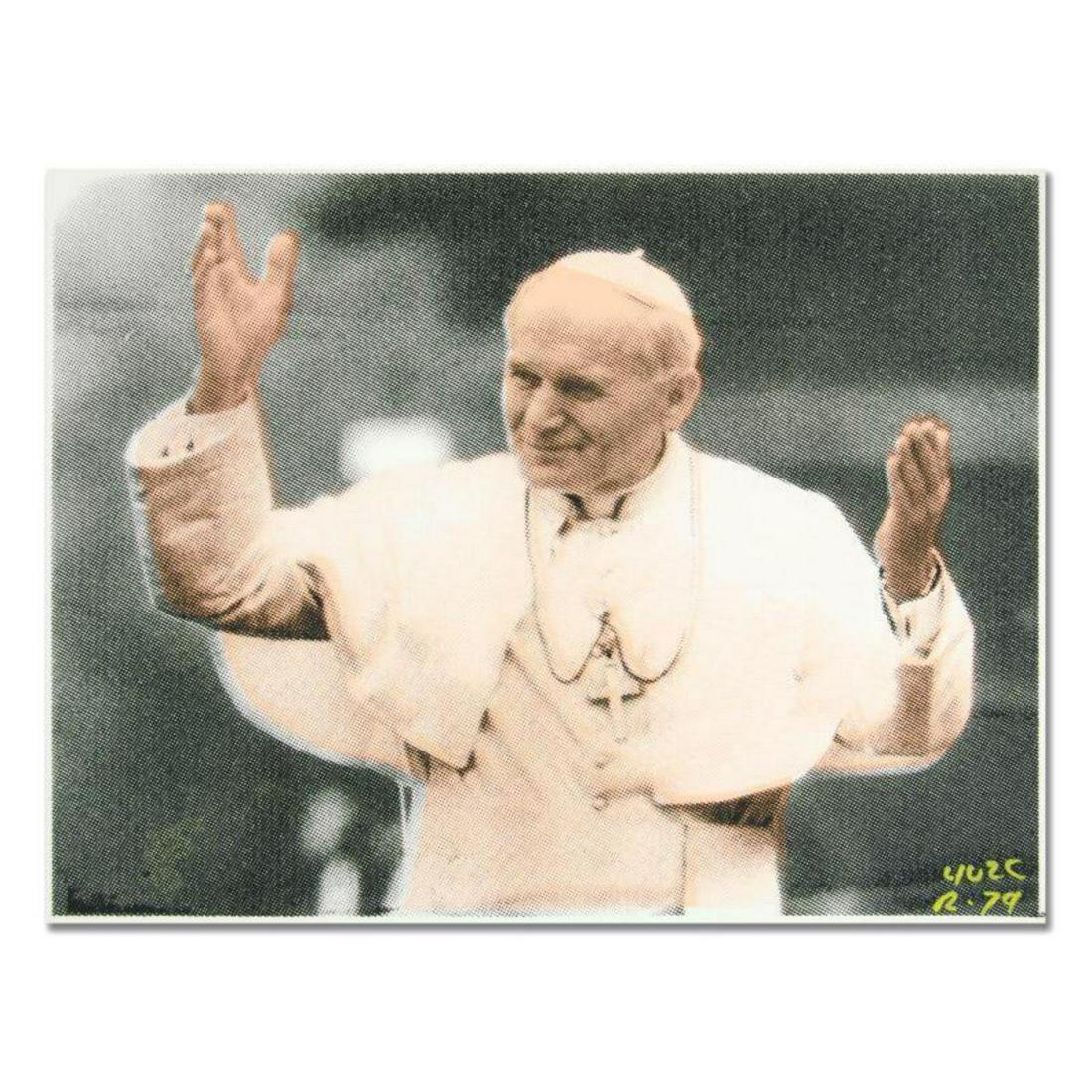 Ringo (Protege of Andy Warhol's Apprentice - Steve: "The Pope" is a one-of-a-kind hand-pulled silkscreen and mixed media painting on canvas by Ringo - protege of Andy Warhol's apprentice, Steve Kaufman. This piece is hand signed by the artist and Inclu