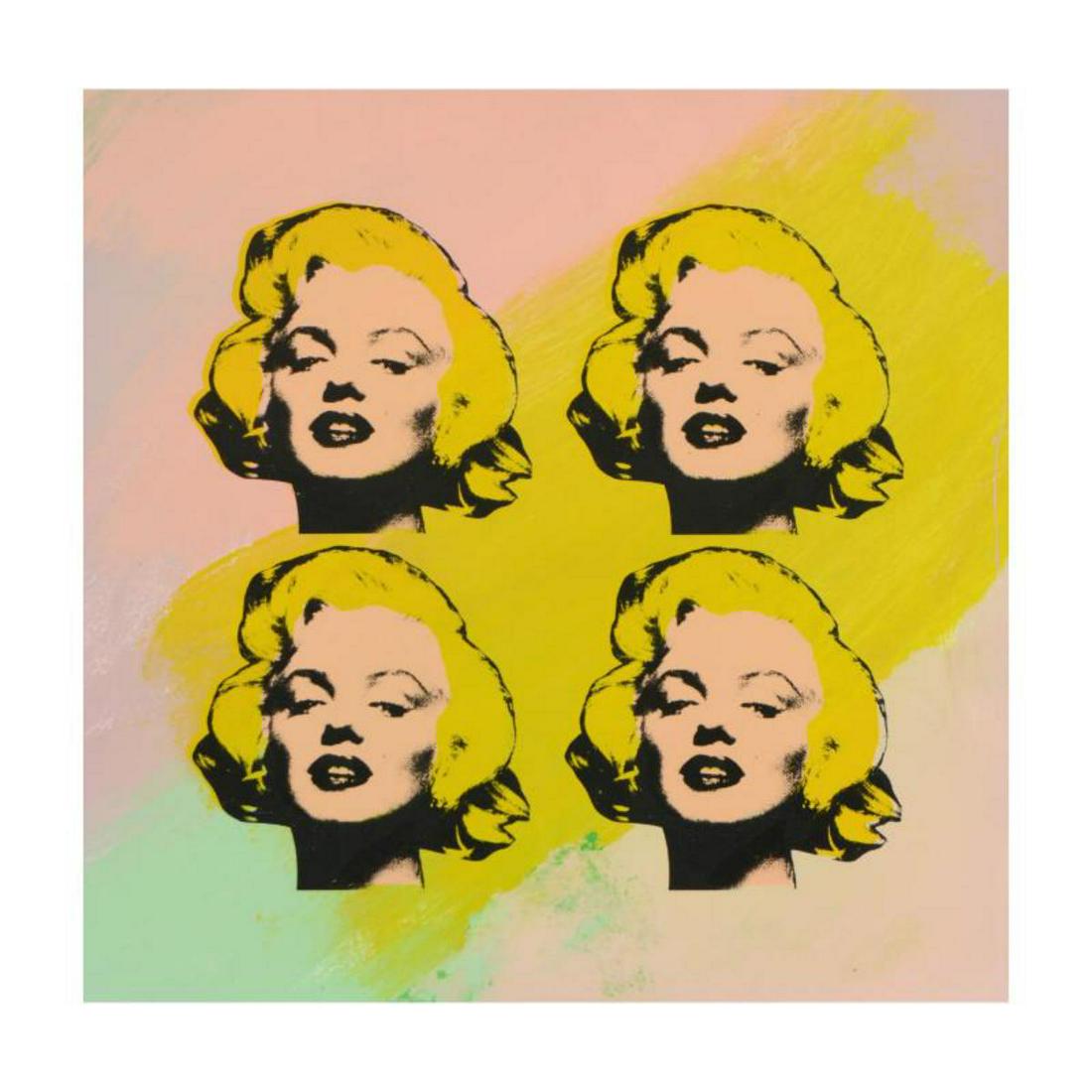 Steve Kaufman (1960-2010), "4 Marilyn Monroes" Hand: "4 Marilyn Monroes" is a hand painted limited edition silkscreen on canvas by Andy Warhol protege Steve Kaufman (1960-2010). This piece is numbered 10/50 and hand signed inverso. Includes letter of au