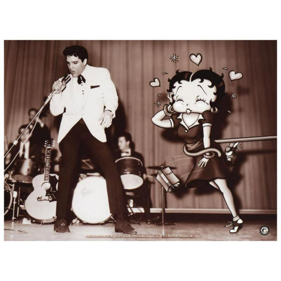 "Starstruck Betty (with Elvis)" Limited Edition: "Starstruck Betty (with Elvis)" is a limited edition lithograph on paper from King Features Syndicate, Inc, numbered and bearing King Features' official seal. Includes Certificate of Authenticity! Mea