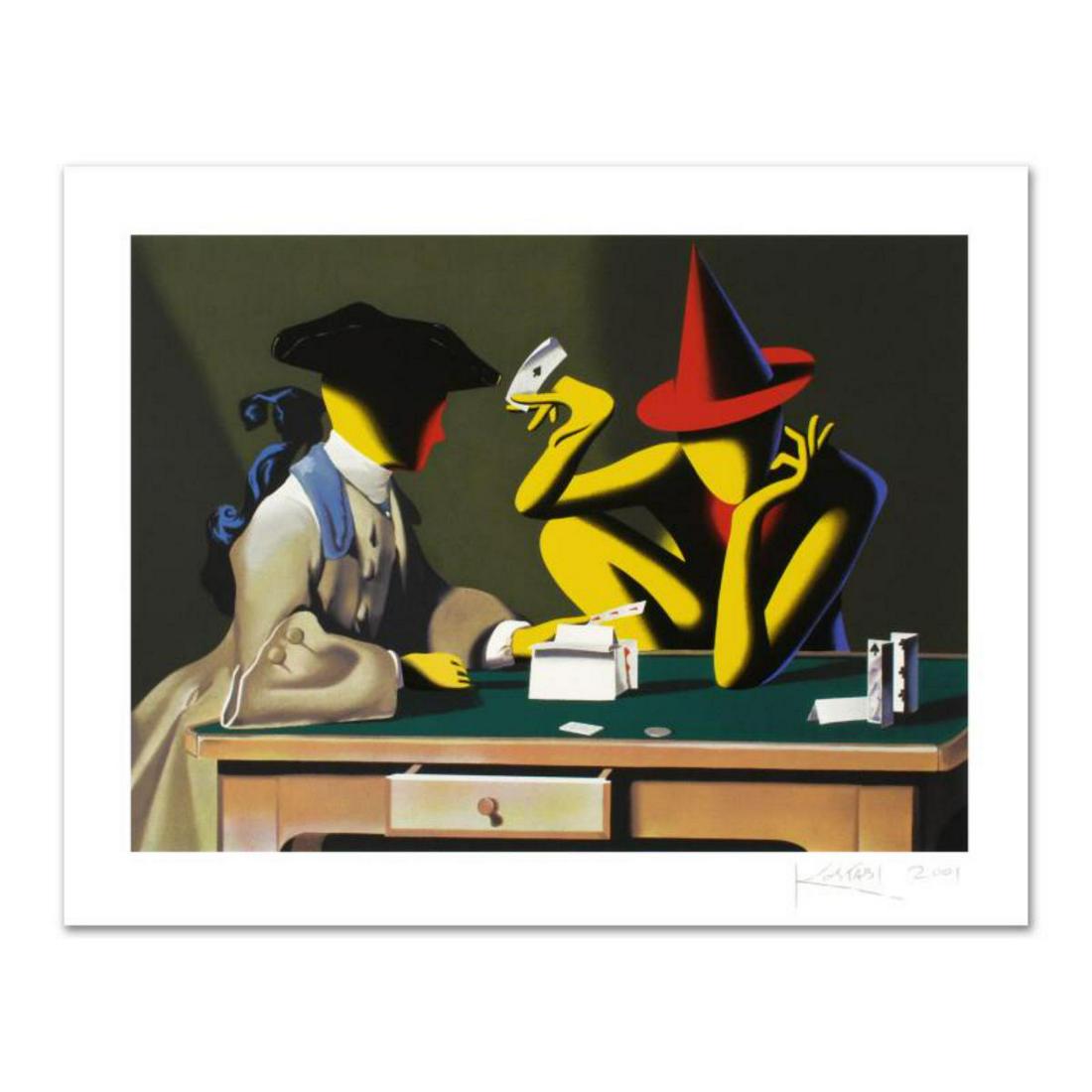 Mark Kostabi, "Chance Encounter" Limited Edition: "Chance Encounter" is a limited edition serigraph on paper, numbered and hand signed by Kostabi. Includes Certificate of Authenticity! Measures approx. 35" x 27.5" (with border), 29" x 21" (image). Re