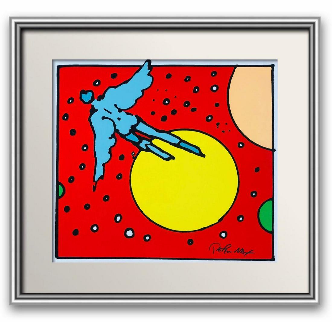Peter Max Original Vintage Hand Pulled Serigraph on: Artist: Peter Max. Medium: Original Vintage Hand Pulled Serigraph on Paper. Circa 1972. Size Framed: 28x28". Extremely rare hand signed proof.