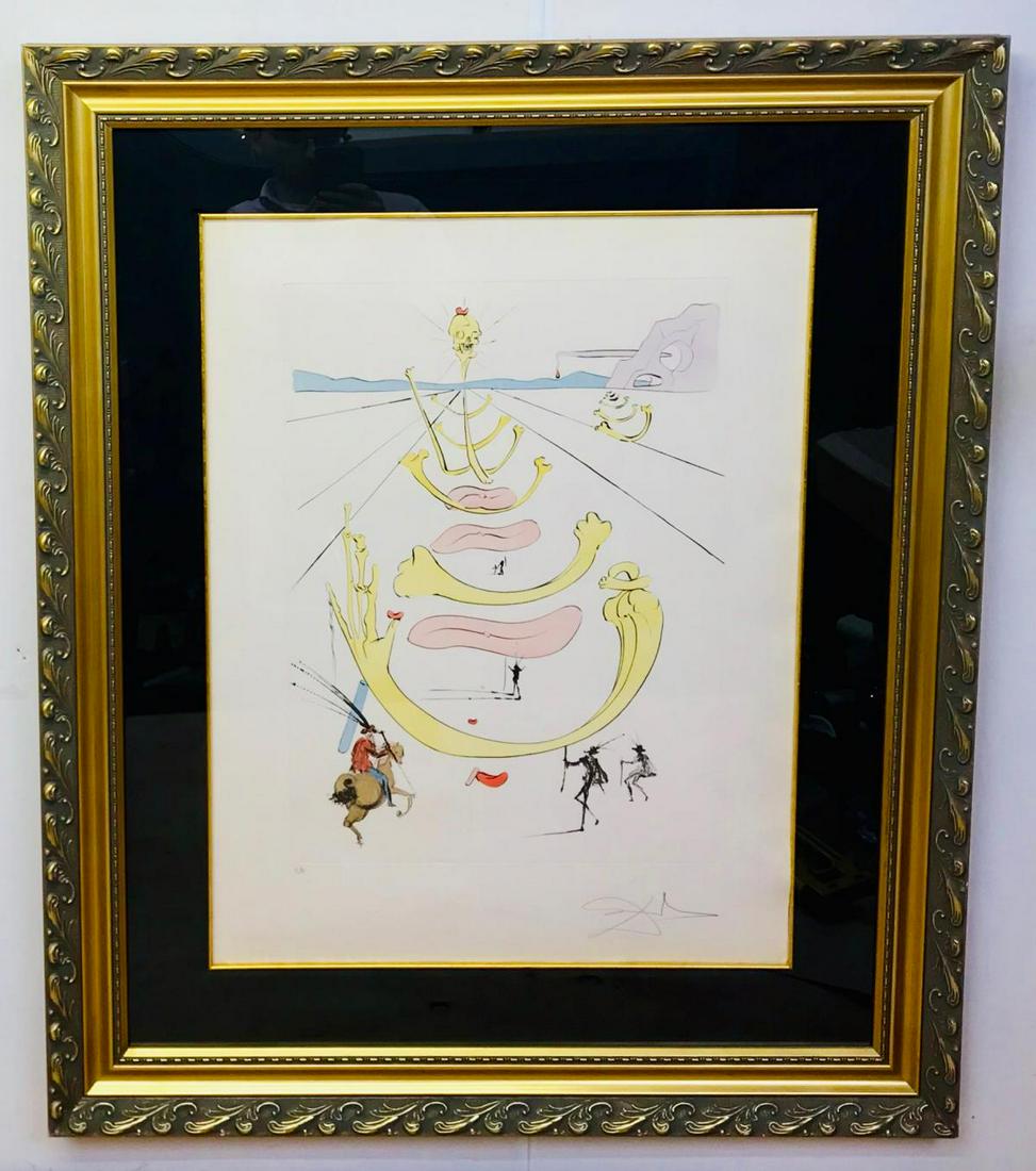 Salvador Dali "Mask of Death" Original Etching: Artist: Salvador Dali. Title: "Mask of Death". Medium: Original Etching. 1975 Hand signed in pencil Numbered paper, size 66,5 x 50,5 cm (c.26,1 x 19,8 in) REFERENCE : Albert Field Catalogue pg. 103 #7