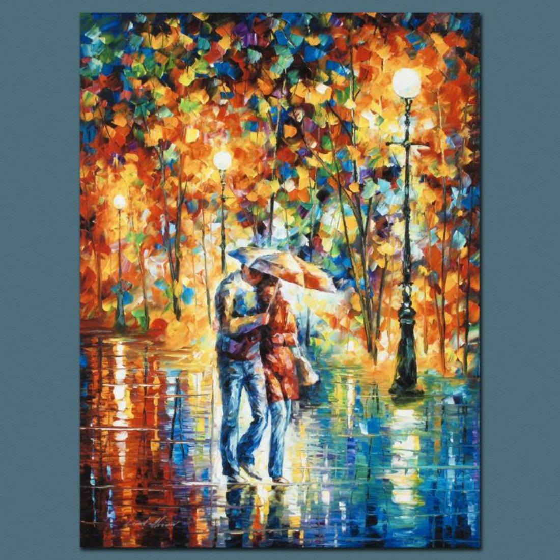 Leonid Afremov (1955-2019) "Rainy Evening" Limited: Leonid Afremov's (1955-2019) masterful use of color and texture make his paintings unique collectibles that are sure to brighten any wall. "Rainy Evening" is a limited edition giclee on canvas. The pi