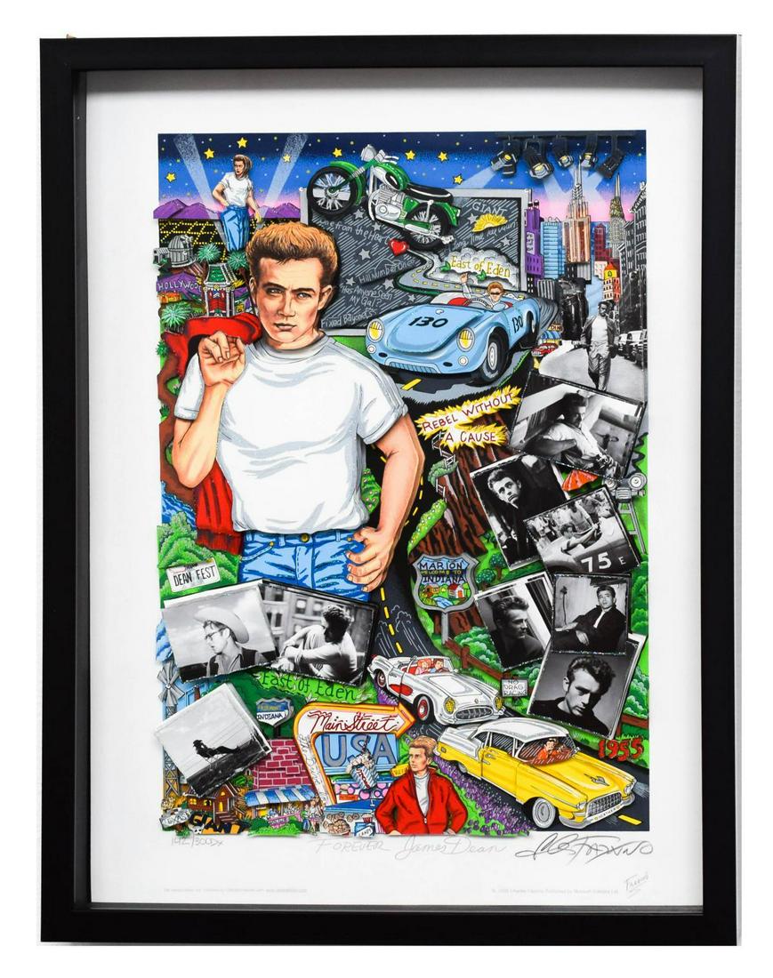 Charles Fazzino- 3D Construction Silkscreen Serigraph: Artist: Charles Fazzino. Medium: 3D Construction Silkscreen Serigraph. Title: Forever James Dean. Size (Unframed): 19" x 13". Size (Framed): 23.5" x 18". Limited Edition: Edition of 300 DX. Certificat