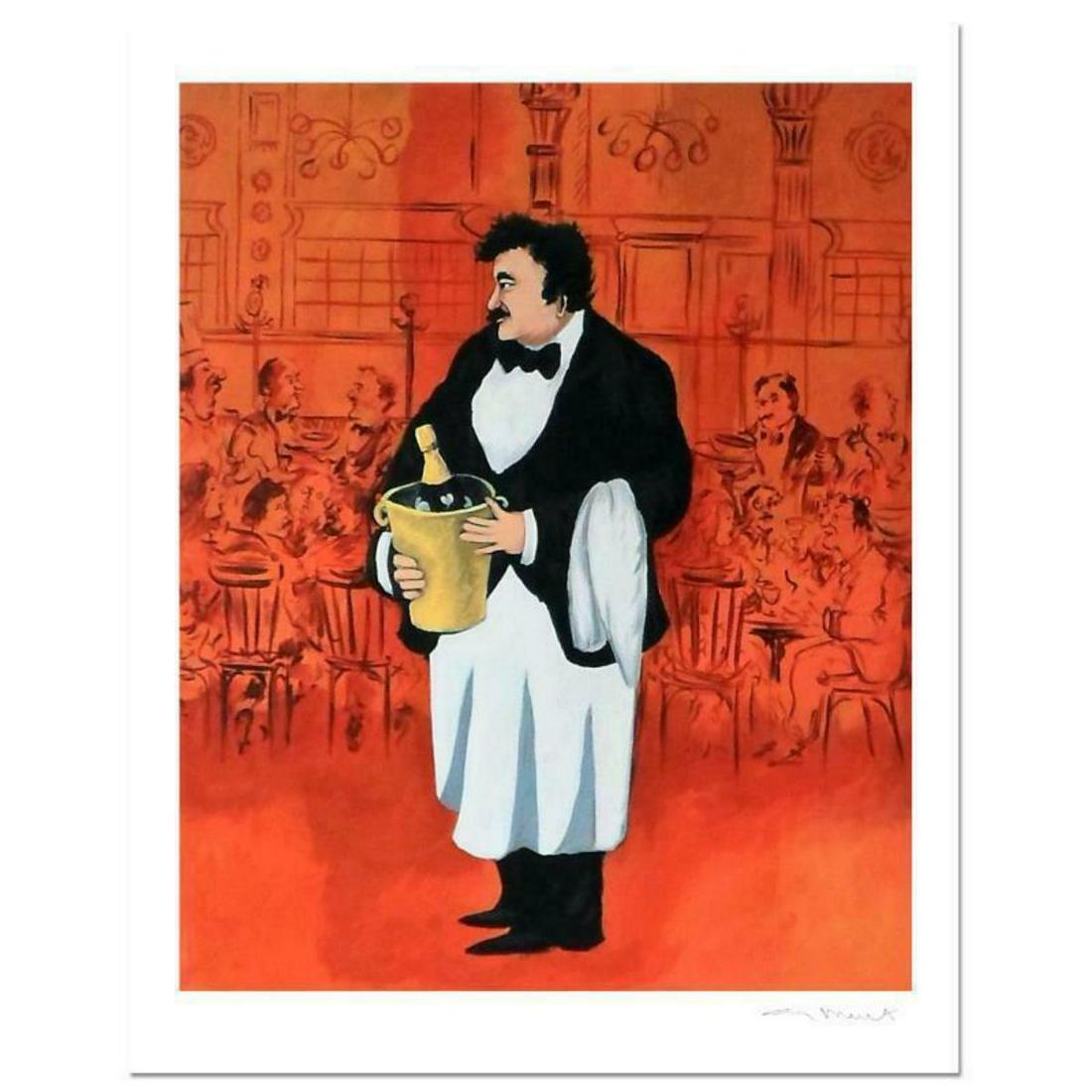 Guy Buffet, "Grand Cafe" Limited Edition Serigraph;: "Grand Cafe" is a limited edition serigraph on paper by Guy Buffet. It is numbered, hand-signed by the artist, and comes with a Certificate of Authenticity. Measures approx. 24" x 30" (image). Referen