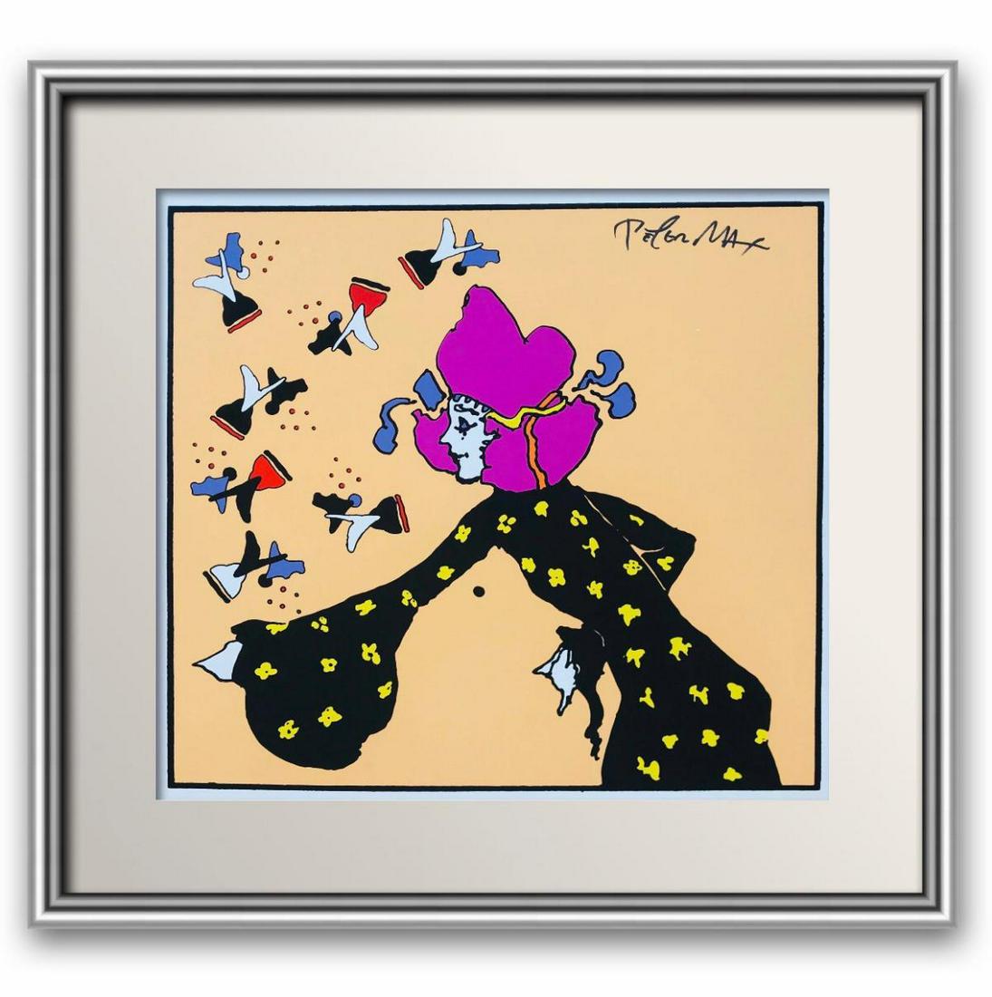 Peter Max Original Vintage Hand Pulled Serigraph on: Artist: Peter Max. Medium: Original Vintage Hand Pulled Serigraph on Paper. Circa 1972. Size Framed: 28x28". Extremely rare hand signed proof.