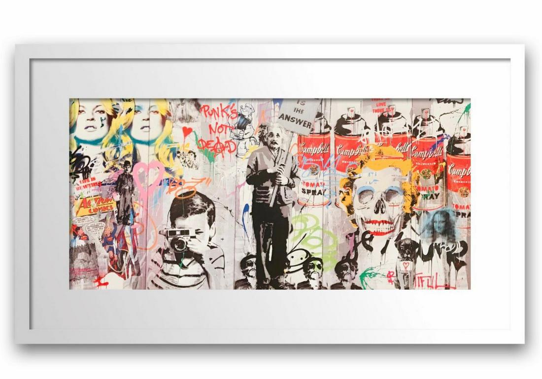 Mr. Brainwash Original offset lithograph on paper Plate: Artist: Mr. Brainwash. Medium: Original offset lithograph on paper. Plate signed. Framed size: 28x38".