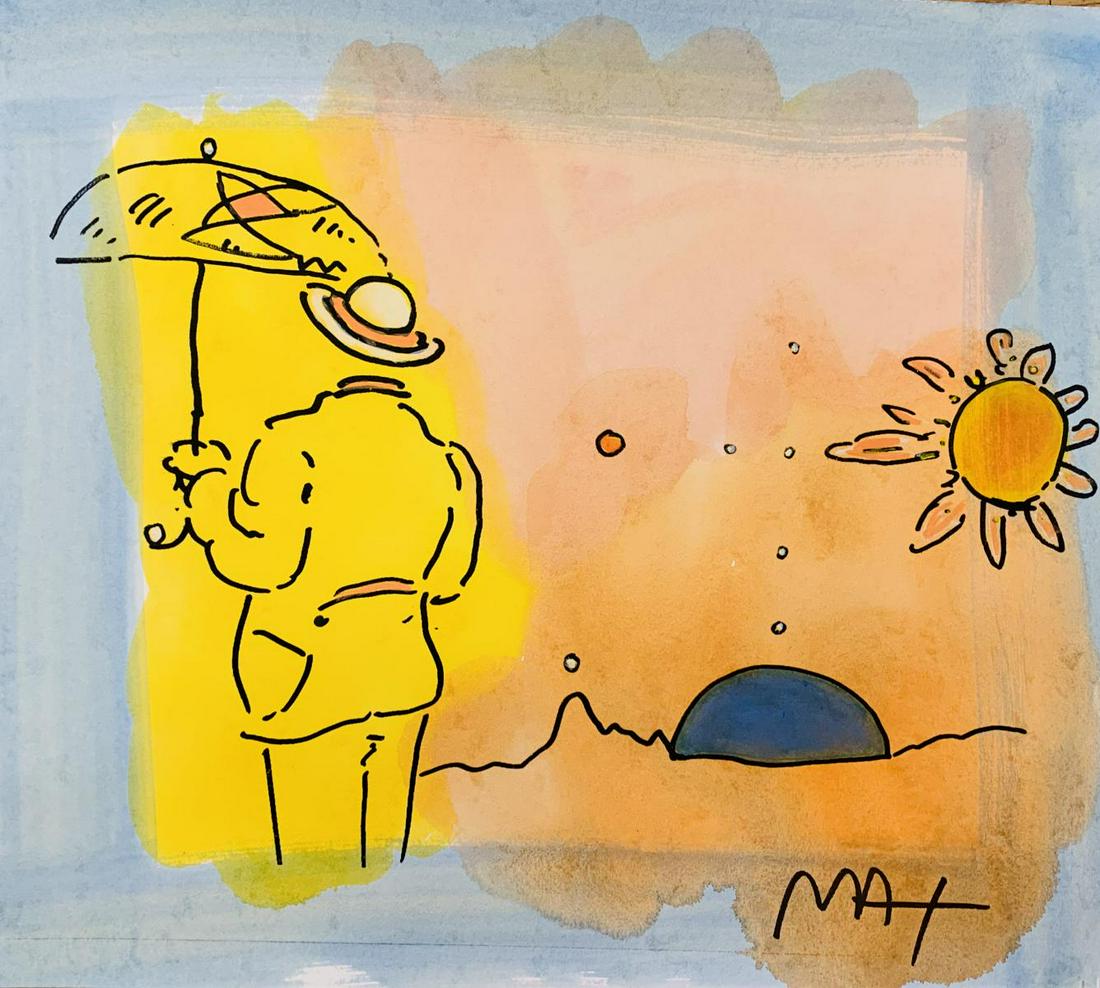 Peter Max Original Watercolor on paper: Artist: Peter Max. Medium: Original Watercolor on paper. Size: 12x16". Hand Signed.