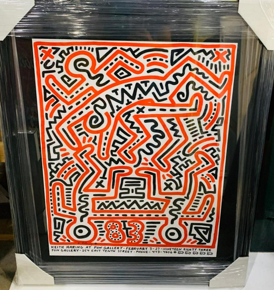 Keith Haring Fun Gallery Exhibition Lithograph Circa: Artist: Keith Haring. Title: Fun Gallery. Medium: Exhibition Lithograph Circa 1983. Hand signed. Frame: 38x30"