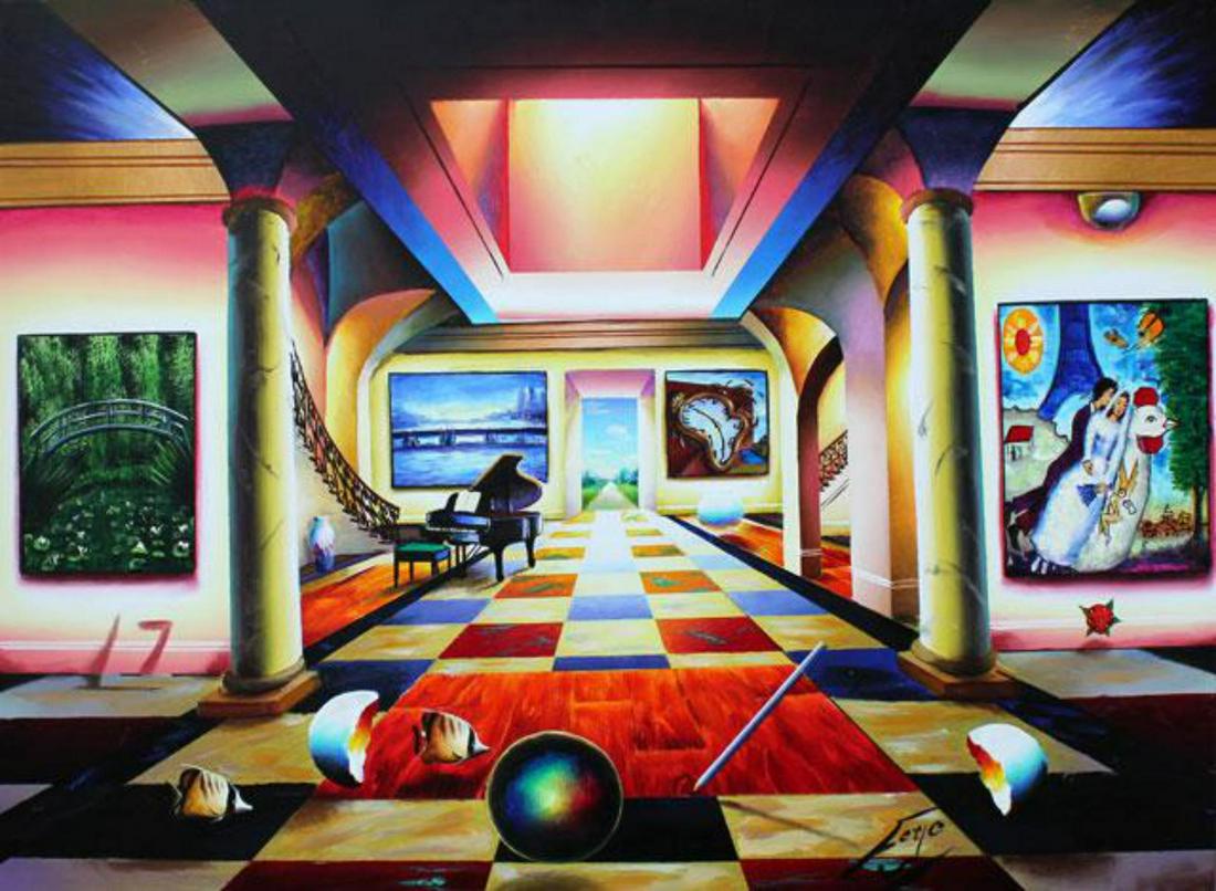 Ferjo "Melting Time Across from Bridge" Giclee on: Artist: Ferjo. Medium: Giclee on Canvas. Title: Melting Time Across from Bridge. Size: 30" x 40". Signed and numbered by the artist.