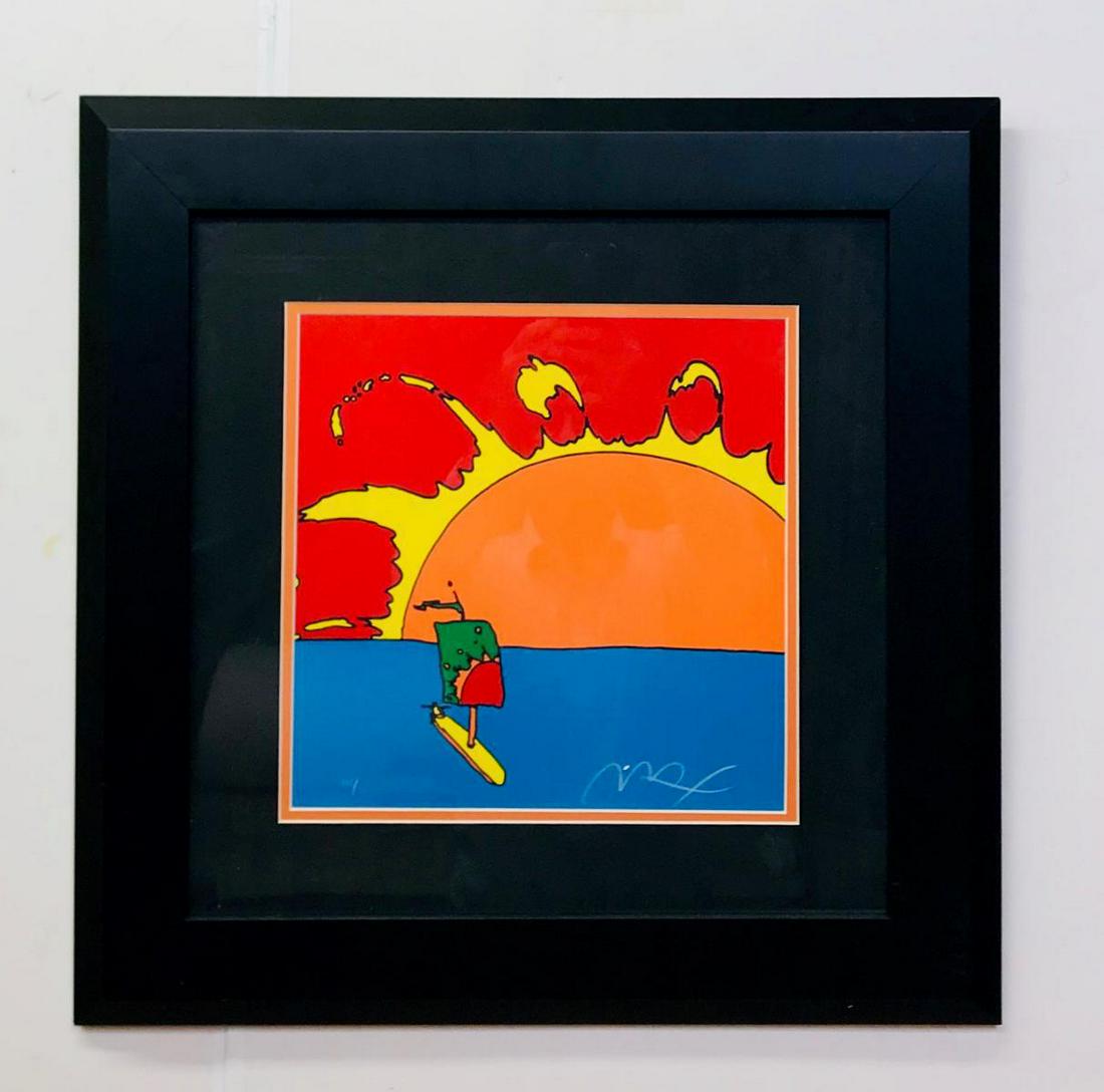 Peter Max "Sailboat" Serigraph: Artist: Peter Max. Title: "Sailboat". Medium: Serigraph. Size: 22x22 Framed. Hand Signed and Numbered.