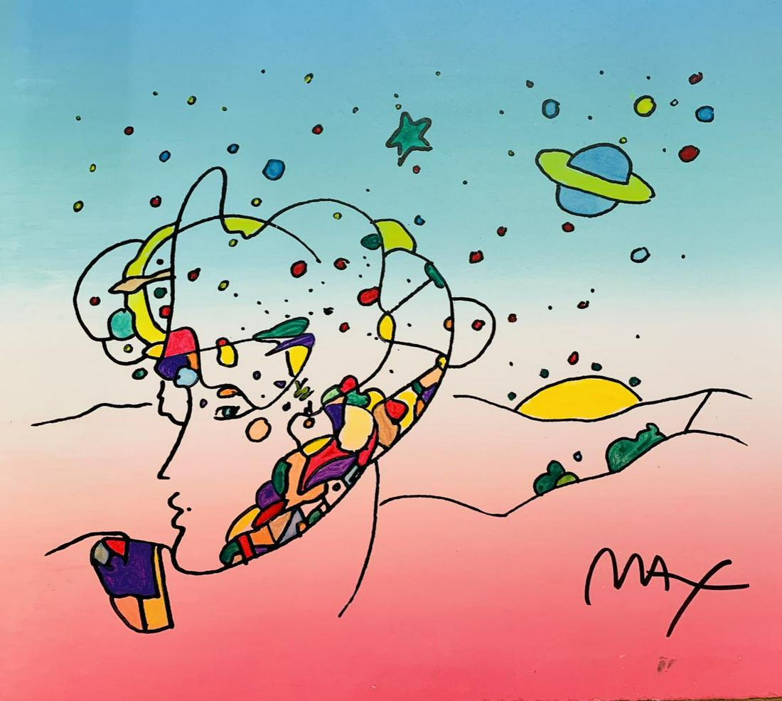 Peter Max Original Watercolor on paper: Artist: Peter Max. Medium: Original Watercolor on paper. Size: 12x16". Hand Signed.