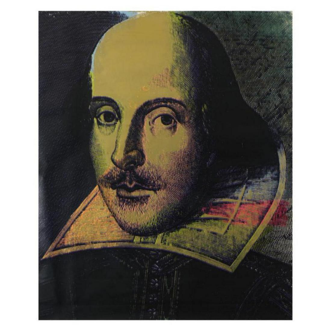 Steve Kaufman (1960-2010), "Shakespeare" Hand Painted: "Shakespeare" is a hand painted limited edition silkscreen on canvas by Andy Warhol protege Steve Kaufman (1960-2010). An edition of this piece is part of the permanent collection in the Shakespeare M