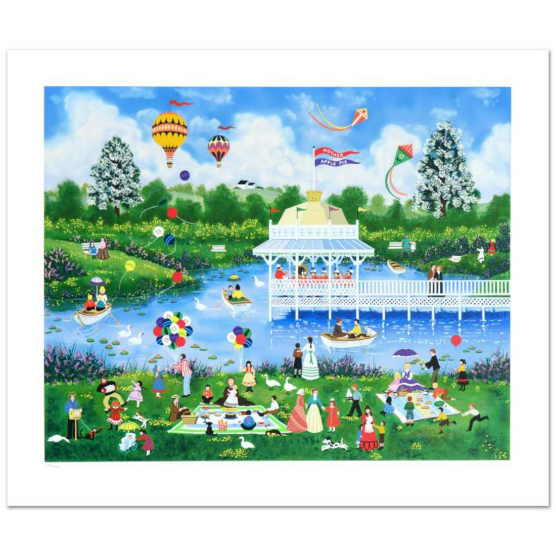 Jane Wooster Scott, "Mother's Day Picnic" Hand Signed: "Mother's Day Picnic" is a limited edition serigraph on paper, numbered and hand signed by Jane Wooster Scott. Includes letter of authenticity. Measures approx. 35" x 29.5" (with border), 30" x 24" (i