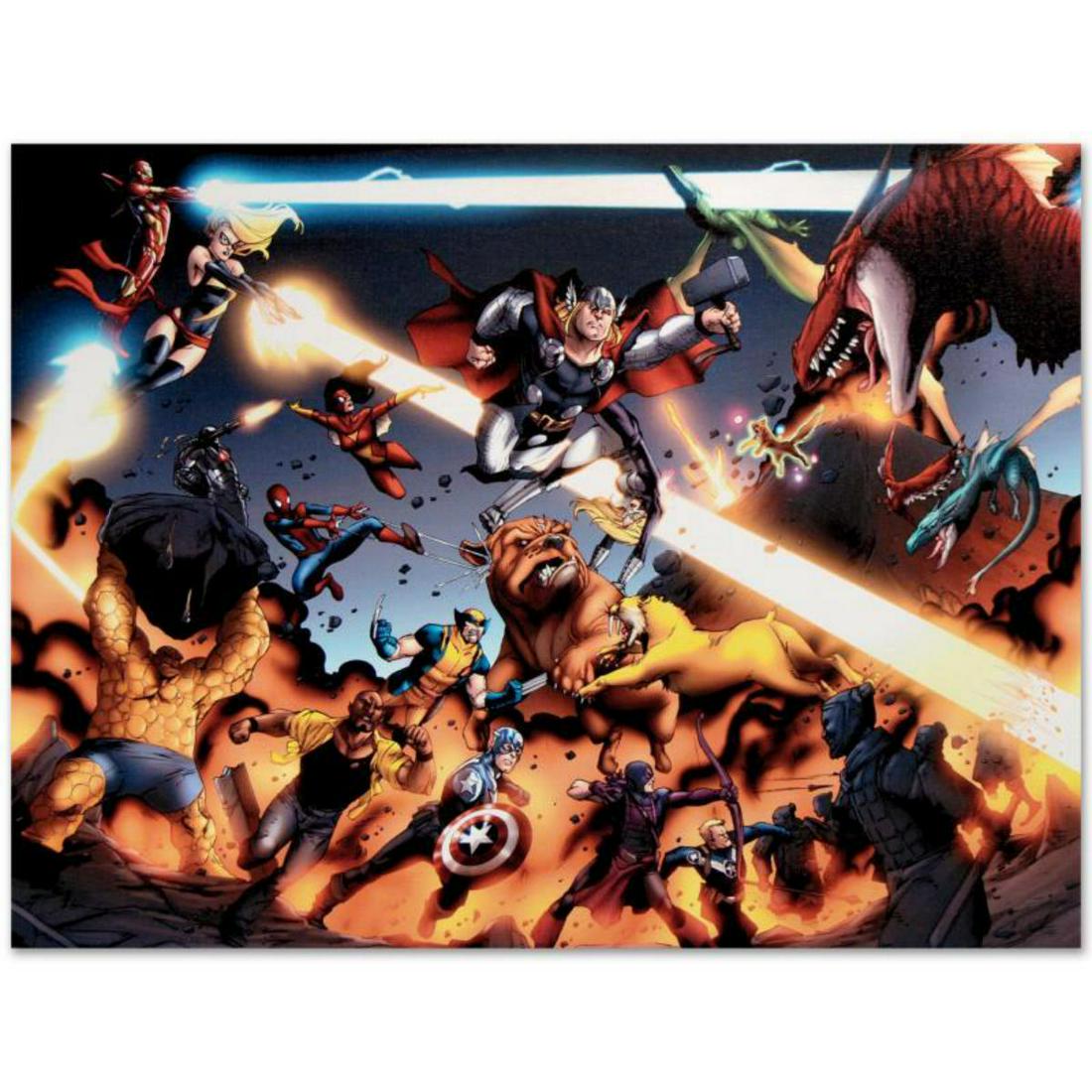 Marvel Comics "I Am An Avenger #4" Numbered Limited: A piece of comic book history, this limited edition, from original art by Daniel Acuna, depicts Thor and the Avengers. Spanish artist Daniel Acuna cites artists like Jack Kirby and Simon Bisley as his