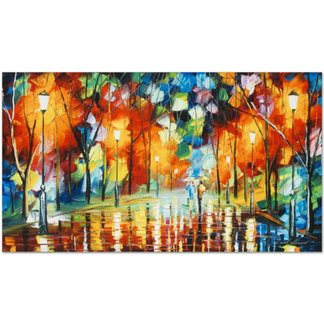 Leonid Afremov (1955-2019) "Mirror Streets" Limited: Leonid Afremov's (1955-2019) masterful use of color and texture make his paintings unique collectibles that are sure to brighten any wall. "Mirror Streets" is a limited edition giclee on canvas. The p