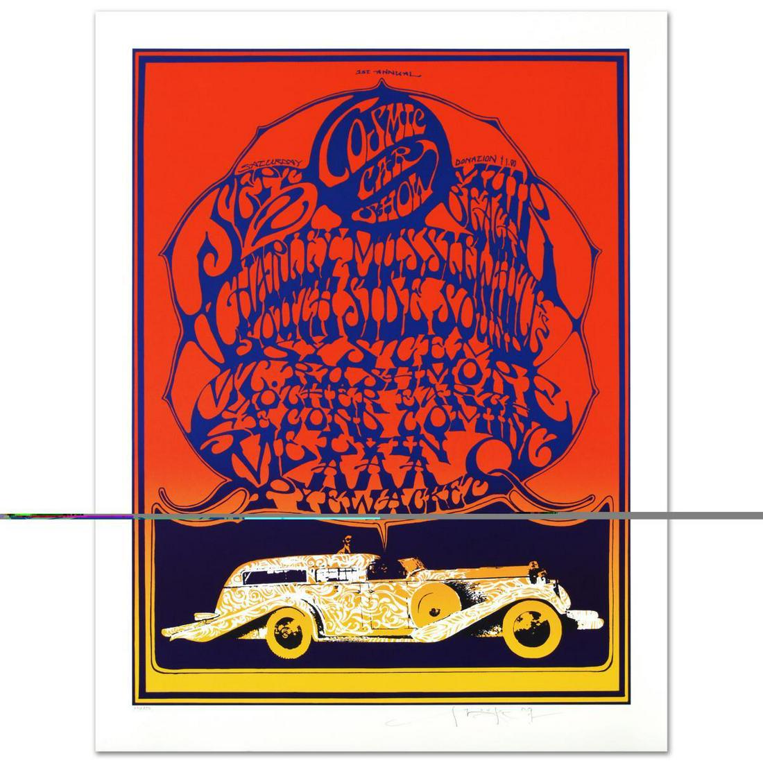 Stanley Mouse (b. 1940)- Hand Pulled Original: Artist: Stanley Mouse (b. 1940). Medium: Hand Pulled Original Lithograph. Title: Cosmic Car show. Size (Unframed): 34" x 26". Certificate of Authenticity: Is Included. Additional: Limited edition hand