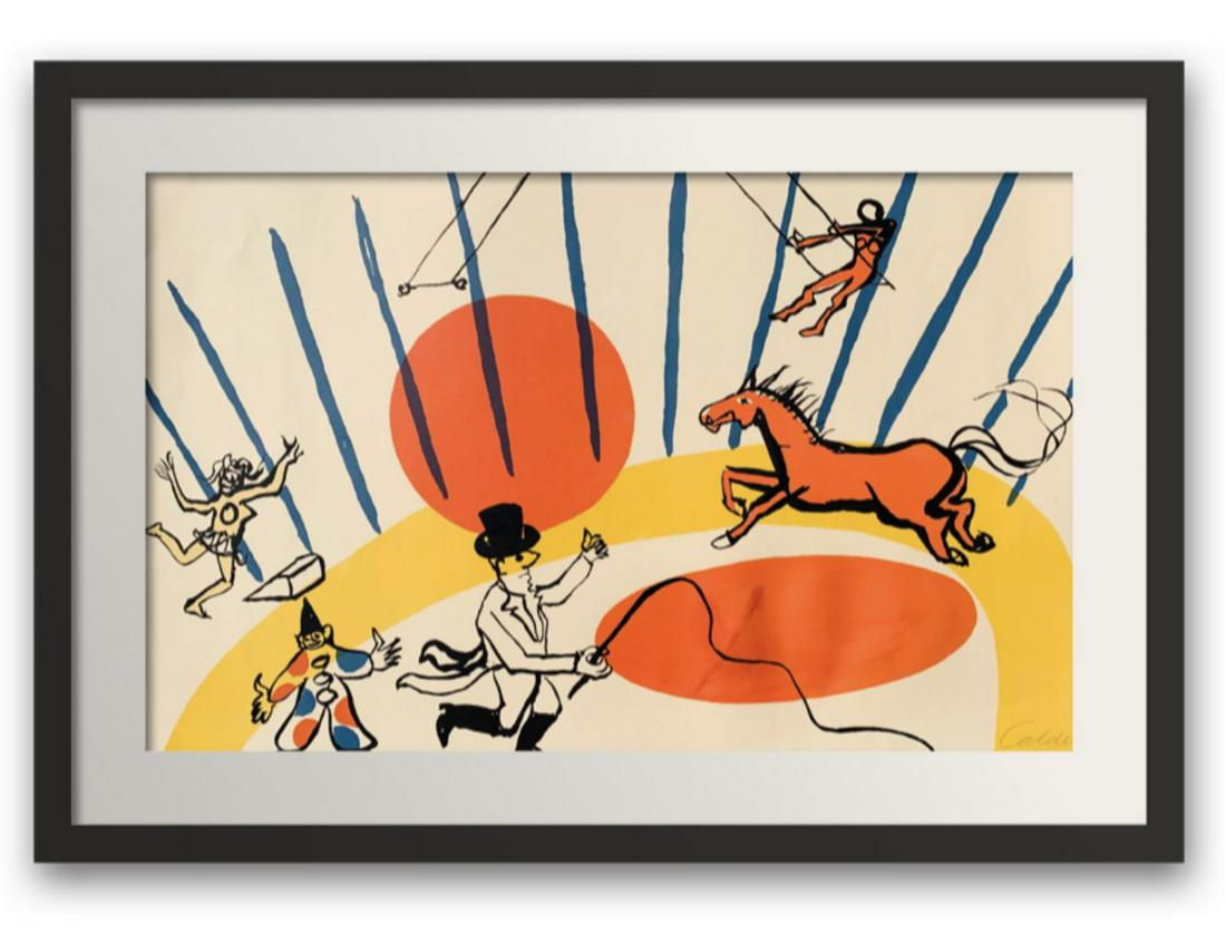 Alexander Calder The Circus 1975 Lithograph in colors: Artist: Alexander Calder. Title: The Circus 1975. medium: Lithograph in colors. S. 26 x 38 1/8 in. (66 x 96.8 cm). signed and numbered from edition of 125 in pencil, sheet toned, minor surface soiling