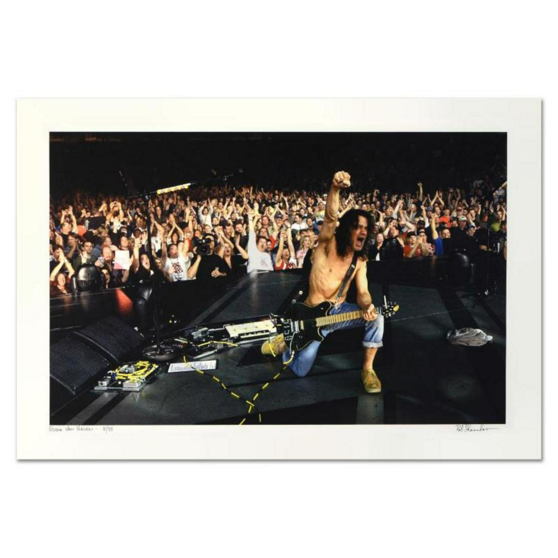 Rob Shanahan, "Eddie Van Halen" Hand Signed Limited: "Eddie Van Halen" is a limited edition giclee on paper, numbered and hand signed by acclaimed music industry photographer Rob Shanahan. Includes Certificate of Authenticity. Measures approximately 22"
