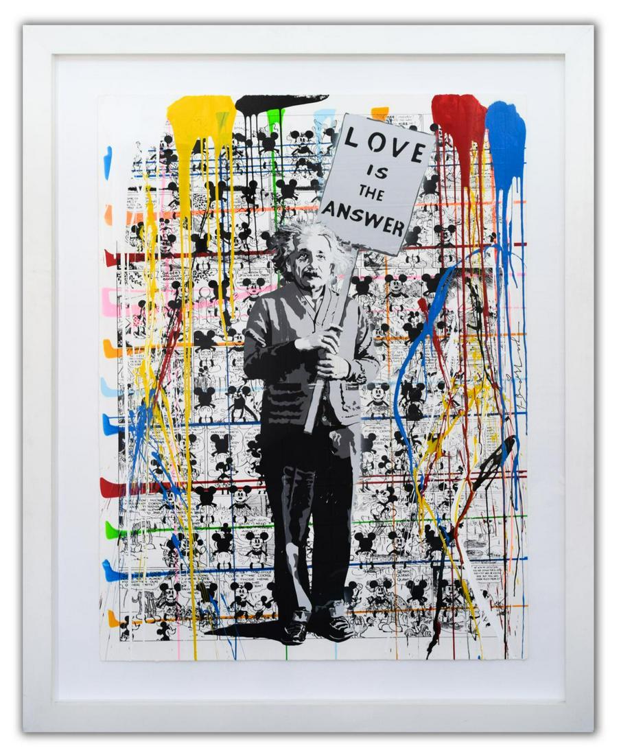 Mr. Brainwash (Born 1966)- Original Mixed Media on: Artist: Mr. Brainwash (Born 1966). Medium: Original Mixed Media on Paper. Title: Einstein no. 1, 2015. Size (Unframed): 48 7/8" x 37". Size (Framed): 61" x 49.5". Certificate of Authenticity: Is inclu