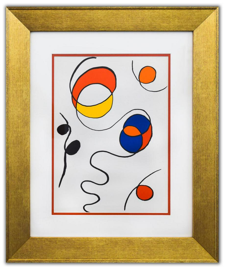 Alexander Calder- Lithograph "DLM173 - Composition II": Artist: Alexander Calder. Medium: Lithograph. Title: DLM173 - Composition II. Size (Unframed): 15" x 11". Size (Framed): 24" x 20". Certificate of Authenticity: Is included. Additional: Year : 1968. R