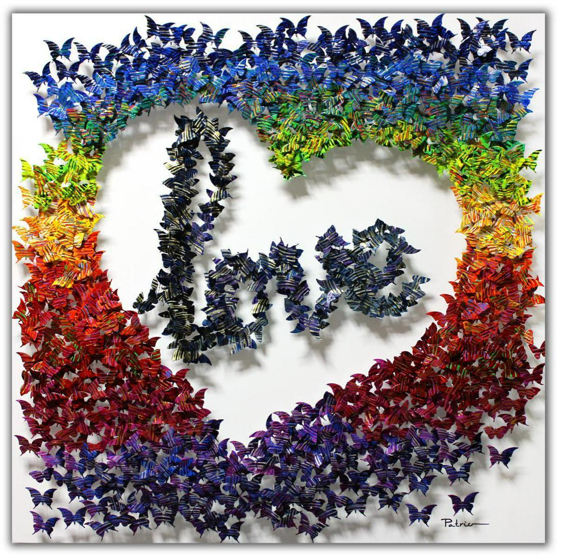 Patricia Govezensky- Original 3D Metal Art on Wood: Artist: Patricia Govezensky. Medium: Original 3D Metal Art on Wood. Title: Love Story. Size (Unframed): 31.5" x 31.5". Certificate of Authenticity: From the publisher. Reference# 13384.