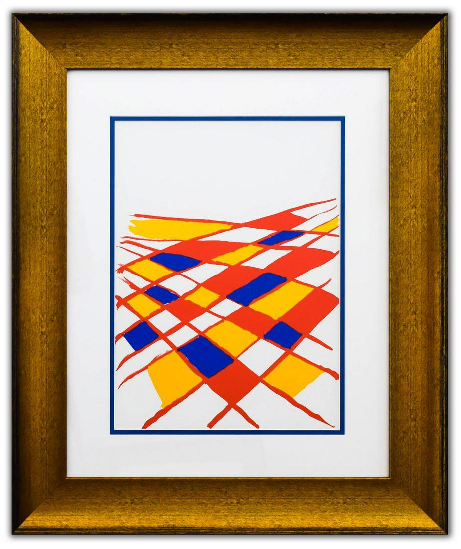 Alexander Calder- Lithograph "DLM190 - Composition II": Artist: Alexander Calder. Medium: Lithograph. Title: DLM190 - Composition II. Size (Unframed): 15" x 11". Size (Framed): 24" x 20". Certificate of Authenticity: Is included. Additional: Year : 1971. R