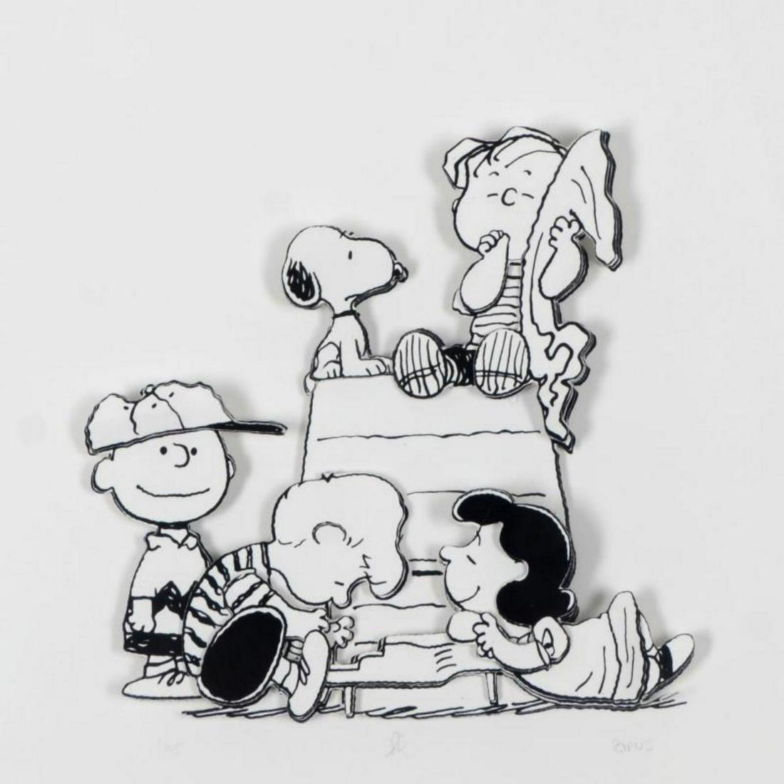 Peanuts, "Family" Hand Numbered Limited Edition 3D: Created from the original artwork archived at the studio, "Family" portrays the simple yet emotive art of Charles. M. Schulz, creator of PEANUTS. This 3D decoupage print on paper is hand numbered with