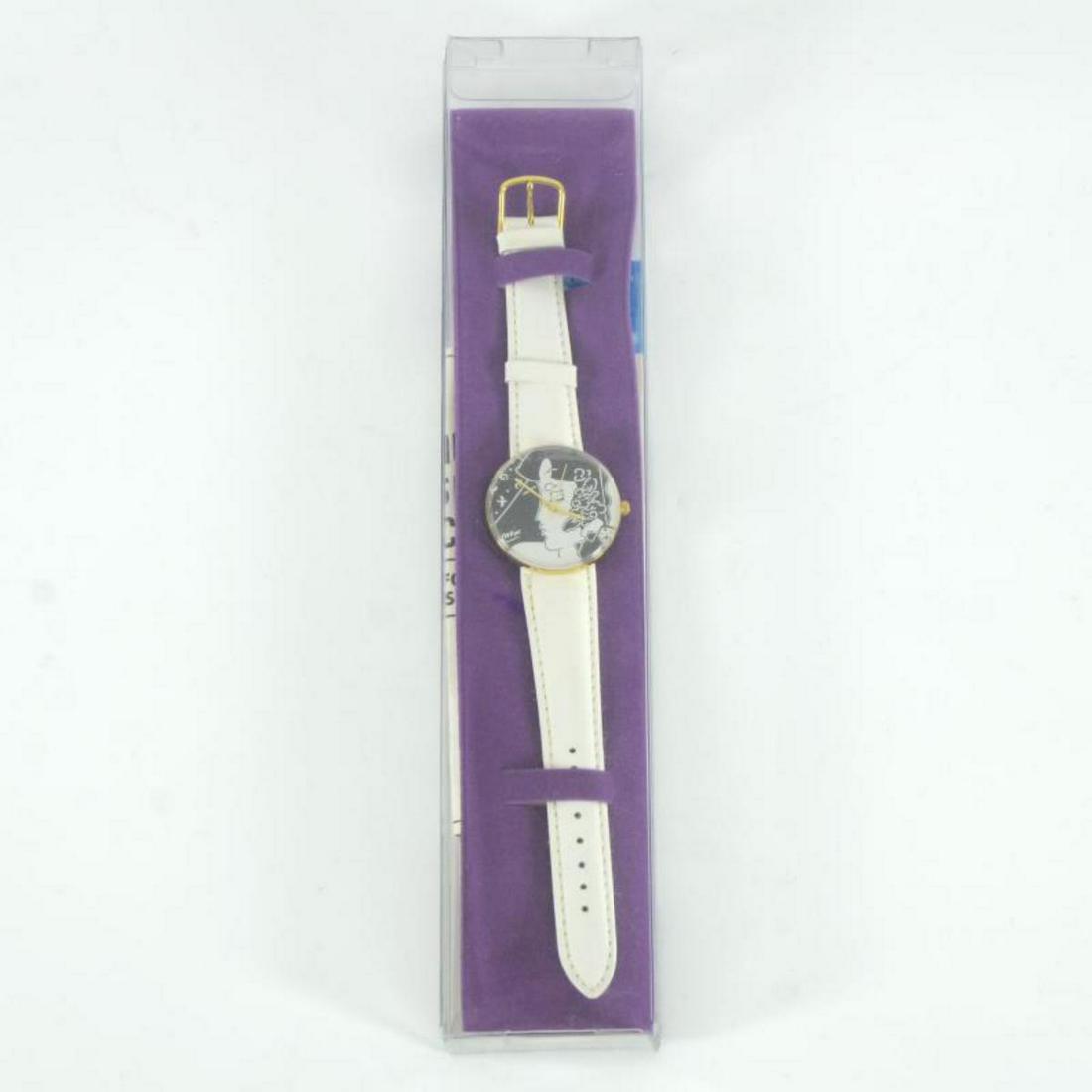 Vintage Peter Max "Profile" Watch with Original: This is a vintage Peter Max "Profile" wrist watch created for the Japanese market in 1991. This watch comes in the original packaging and with paperwork. Due to the age of the watch the battery will n