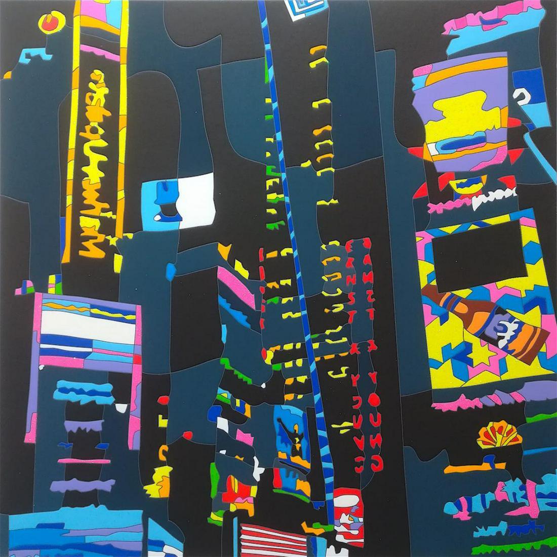 Ugo Nespolo "CITY BY NIGHT" Original Serigraph: Artist: Ugo Nespolo. Medium: Original Serigraph. Title: CITY BY NIGHT. Size: 50x50cm. Hand Signed and Numbered. Ugo Nespolo (born 29 August 1941 in Mosso, Biella) is an Italian painter and sculptor, p