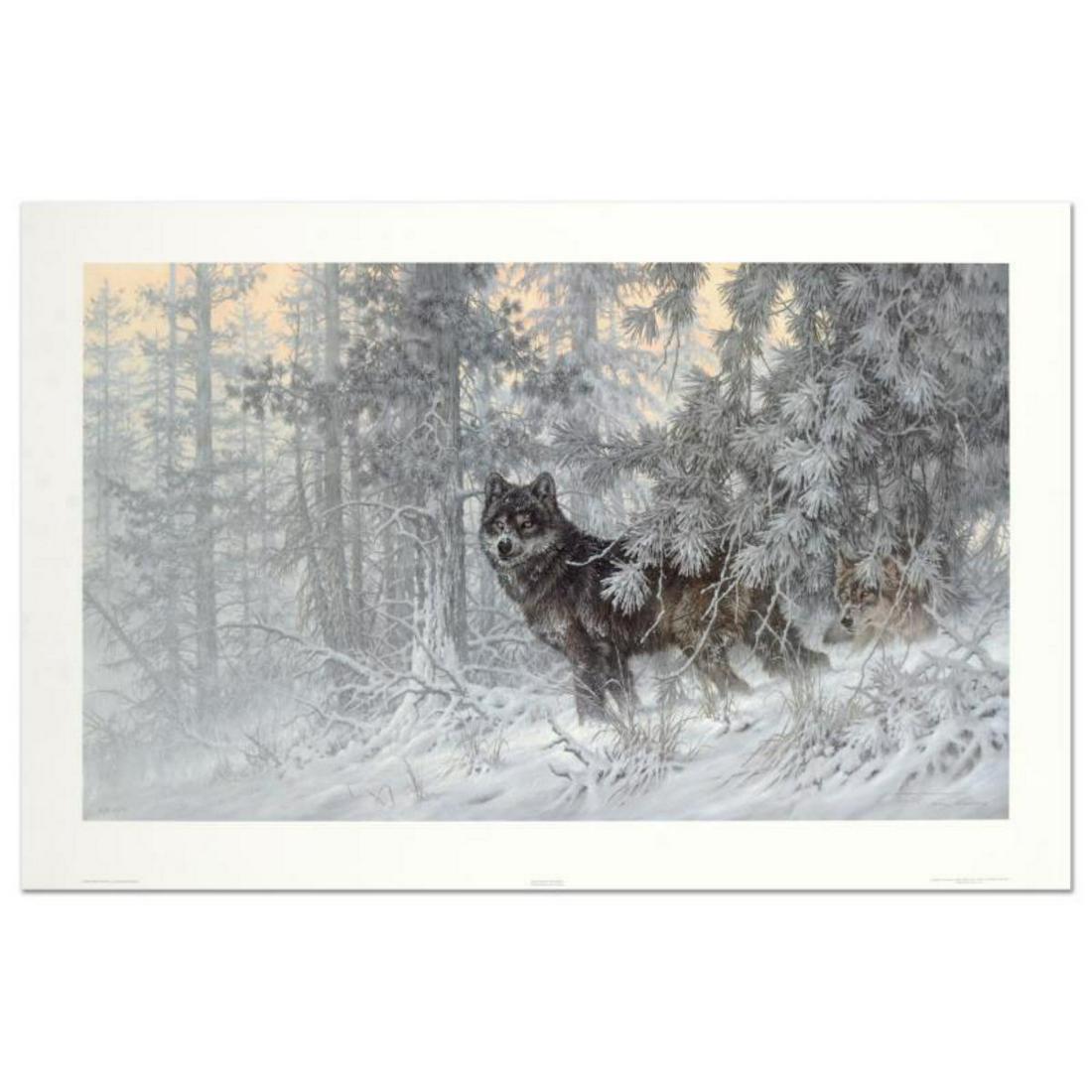 Larry Fanning (1938-2014), "Phantom of the North -: "Phantom of the North - Wolf" is a limited edition lithograph on paper by Larry Fanning (1938-2014), numbered and hand signed with a Letter of Authenticity. Measures approximately 32.5" x 19.5" (image