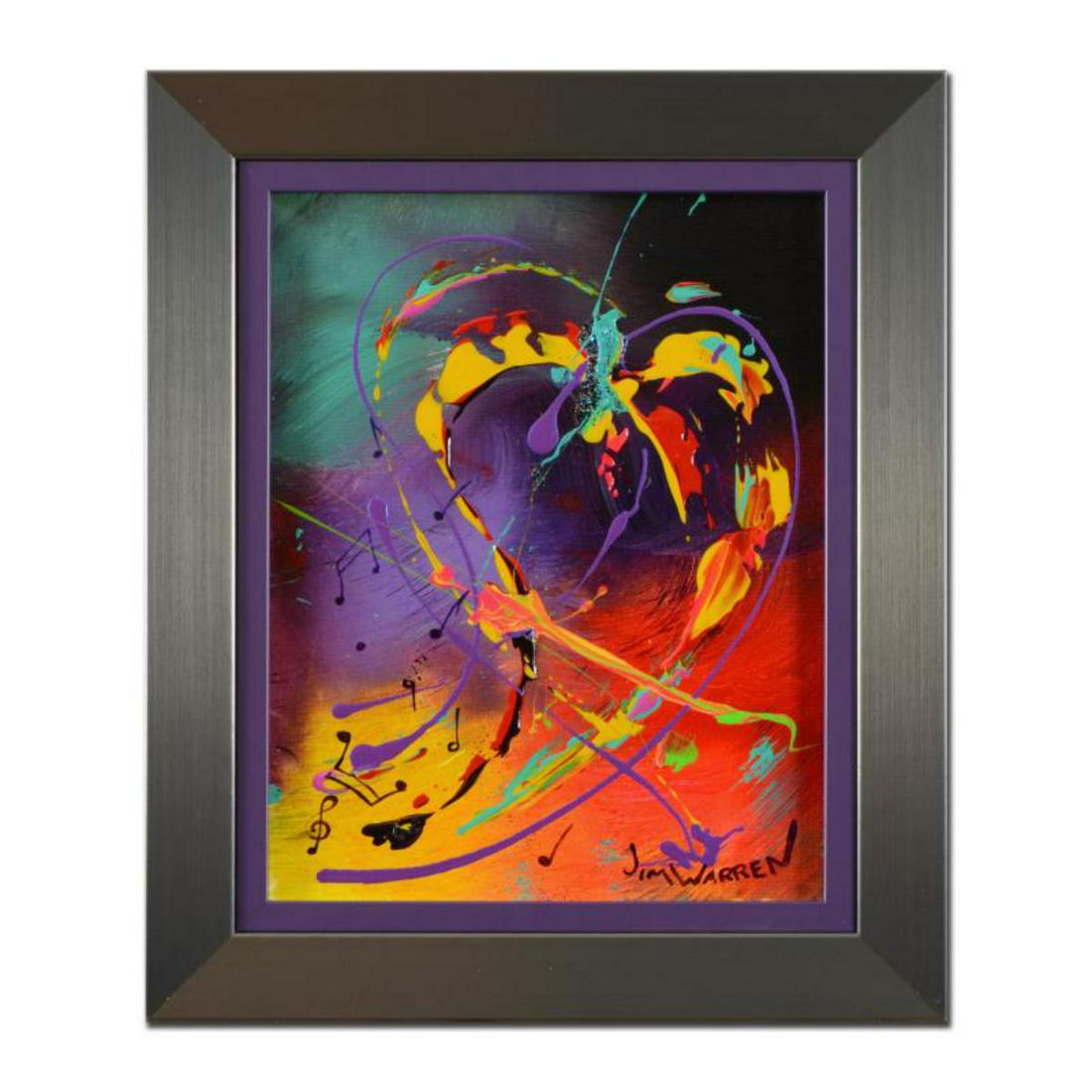Jim Warren, "Love is Everywhere" Framed Original: "Love is Everywhere" is an original painting on board by Jim Warren, hand signed by the artist. This piece is custom framed. Includes Letter of Authenticity. Measures approx. 15" x 18" (with frame), 1