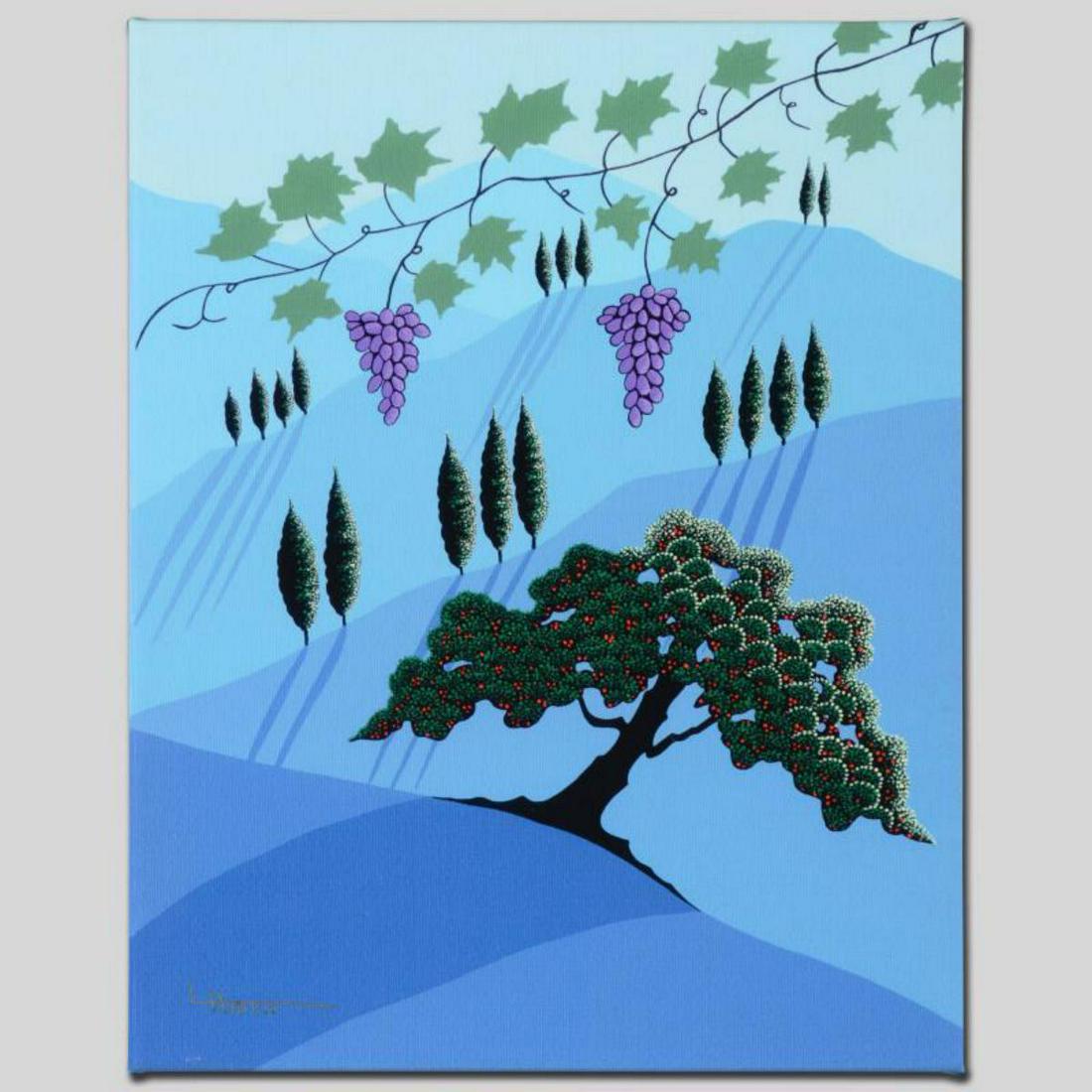 "Tuscany" Limited Edition Giclee on Canvas by Larissa: Larissa Holt, a student of distinguished artist Eyvind Earle(1916-2000), uses bold colors and breathtaking scenery to create images of Nature in her own unique style. "Tuscany" is a limited edition gi