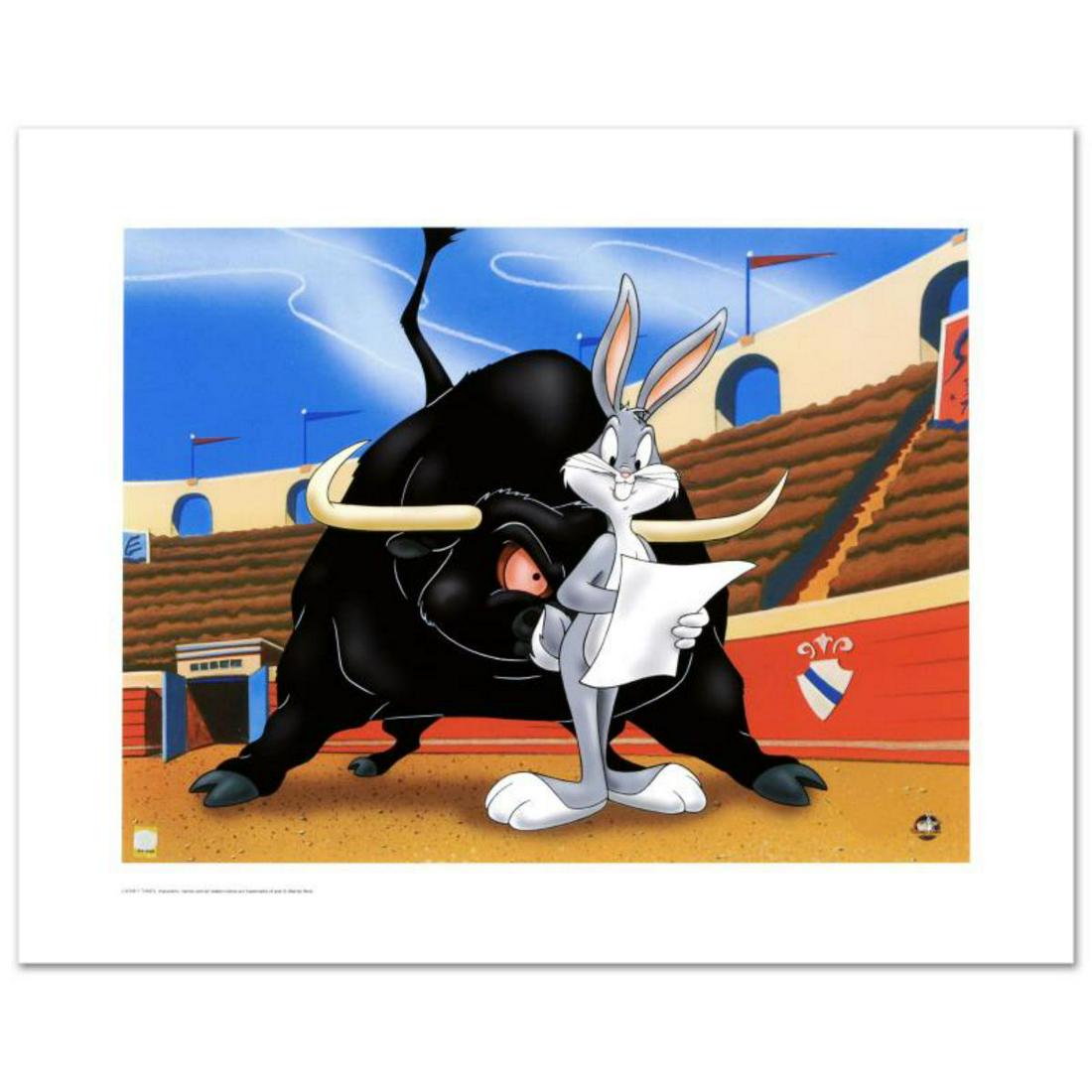 "Bully for Bugs" Limited Edition Giclee from Warner: "Bully for Bugs" is a limited edition giclee on paper from Warner Bros., numbered with hologram seal of Authenticity. Also, includes Certificate of Authenticity! Measures approx. 20" x 16" (with borde