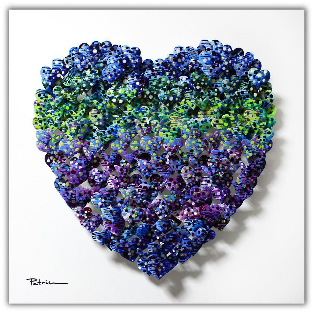 Patricia Govezensky- Original 3D Metal Art on Wood: Artist: Patricia Govezensky. Medium: Original 3D Metal Art on Wood. Title: Heart. Size (Unframed): 20" x 20". Certificate of Authenticity: From the publisher. Reference# 12998.