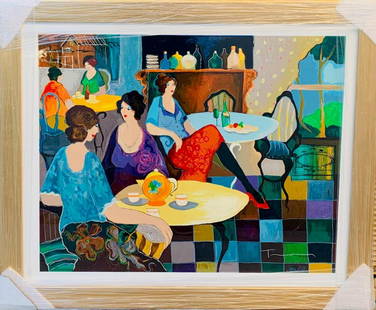 Itzchak Tarkay Original silk screen on paper: Artist: Itzchak Tarkay. Medium: Original silk screen on paper. Title: . Signature: Hand signed and numbered. Frame Size: 30x40". Reference# 30146.