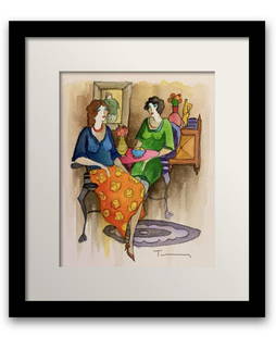 Itzchak tarkay Original Watercolor on paper Custom: Artist: Itzchak tarkay. Medium: Original Watercolor on paper. Custom Framed 24x20". Hand Signed.