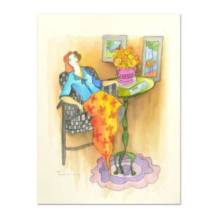 Itzchak Tarkay (1935-2012), Original Mixed Media: This is an original mixed media watercolor on paper by Itzchak Tarkay (1935-2012), hand signed by the artist. Includes Letter of Authenticity. Measures approx. 12" x 16" (image). Reference #: 245550