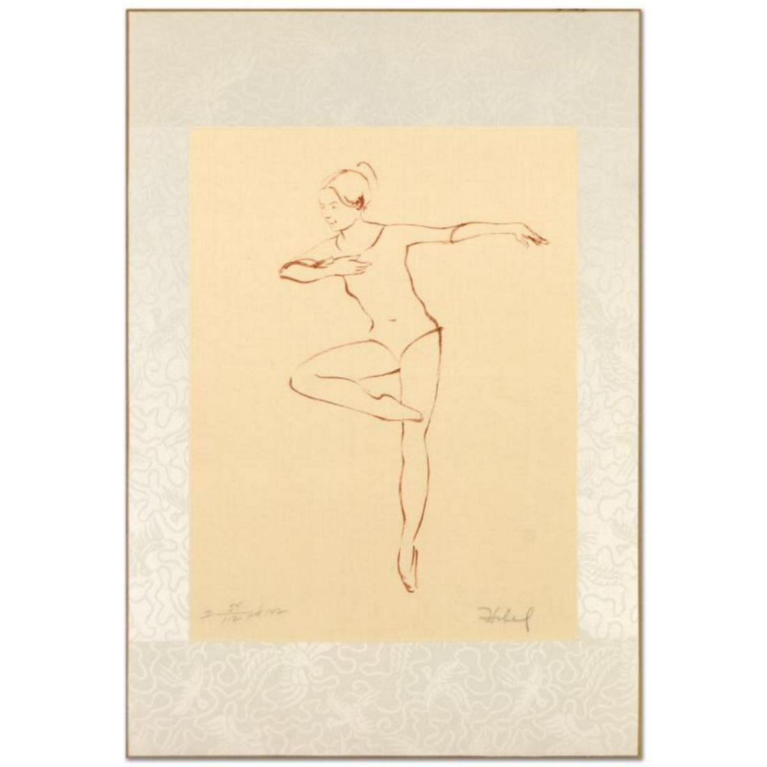 Edna Hibel (1917-2014), "Pirouette" Limited Edition: "Pirouette" is a limited edition lithograph on paper by Edna Hibel (1917-2014), numbered and hand signed by the artist. Includes Certificate of Authenticity. Measures approx. 12" x 17.5" (border), 9" 