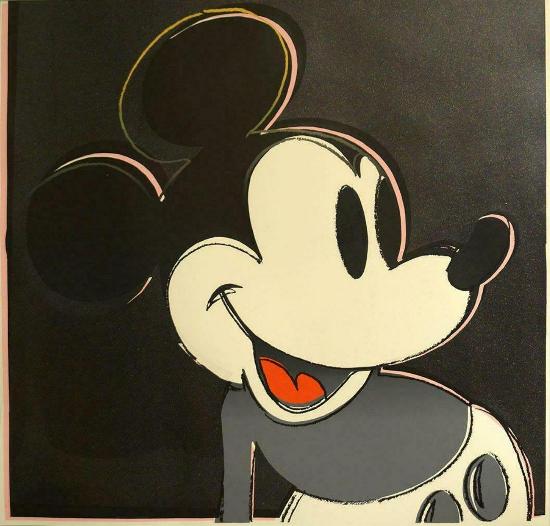Andy Warhol "Mickey Mouse" Myths Portfolio Silkscreen: Artist: Andy Warhol. Title: â€œMickey Mouse". Medium: Silkscreen with diamond dust. Edition: unsigned proofs (outside the edition). Size: 38x38". Printer: Rupert Jasen Smith, New York.
