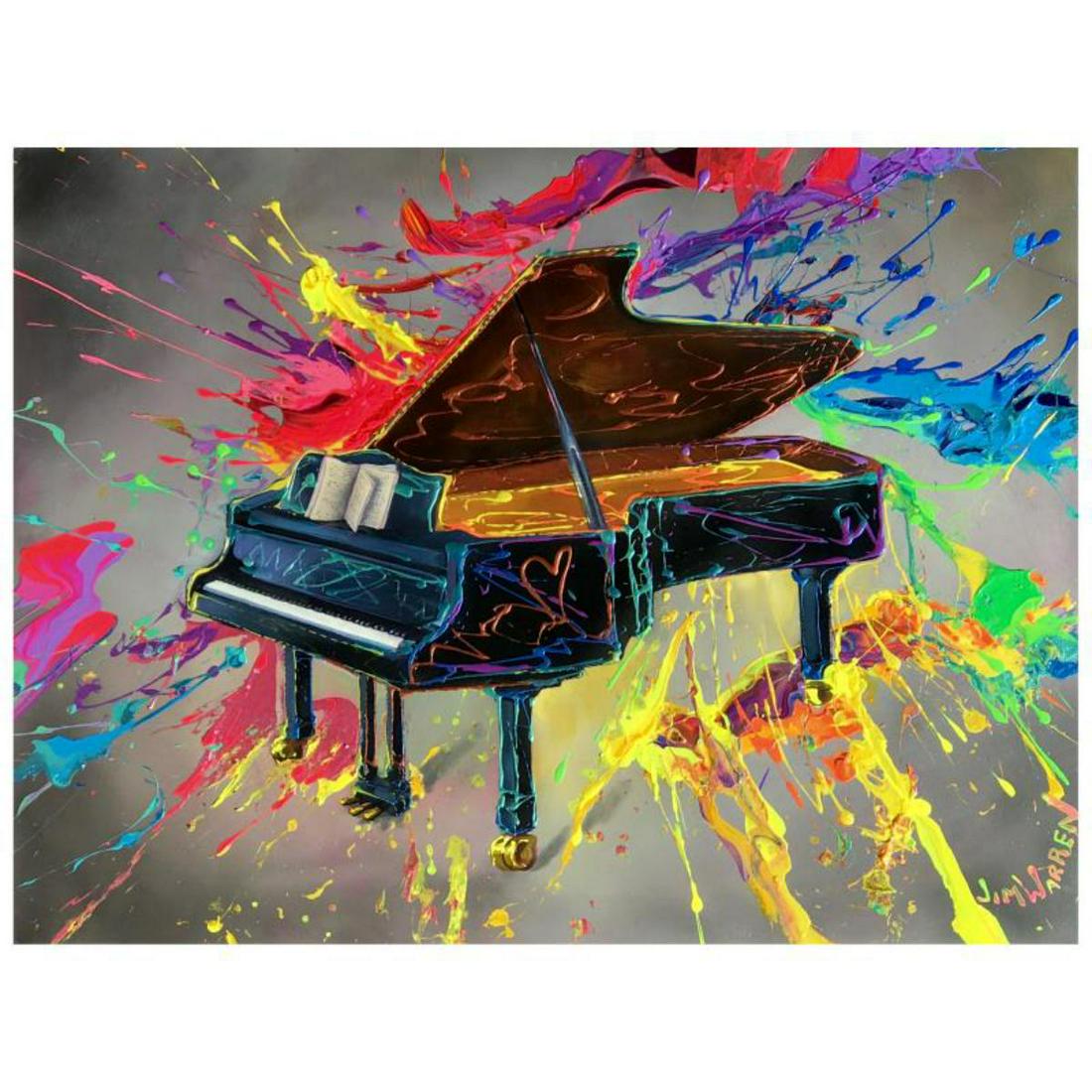 Jim Warren, "Very Grand Piano" Hand Signed, Artist: "Very Grand Piano" is an AP numbered, artist embellished limited edition giclee on canvas by Jim Warren. The piece is hand signed and accompanied by a certificate of authenticity. Measures approximate