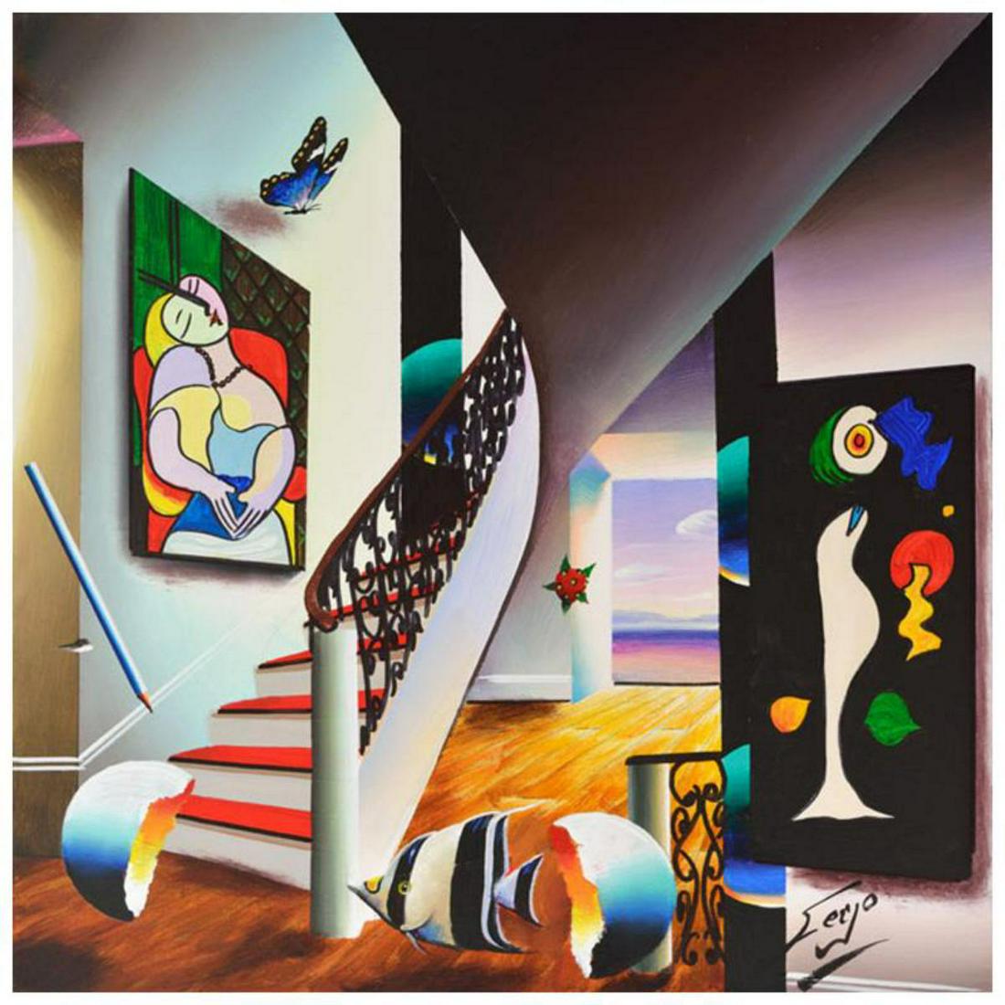 Ferjo, " A Gift of Beauty" Original Painting on Canvas,: " A Gift of Beauty" is an original painting, oil on stretched canvas, by Ferjo. Hand signed by the artist, this piece comes with a letter of authenticity. Measures approx. 24" x 24" (image). Reference