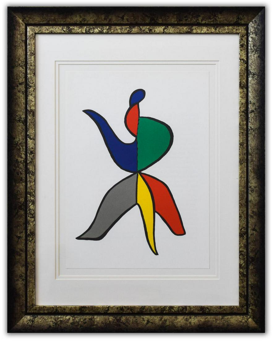 Alexander Calder- Lithograph "DLM141 - Sabot et bonnet: Artist: Alexander Calder. Medium: Lithograph. Title: DLM141 - Sabot et bonnet phrygien II. Size (Unframed): 15" x 11". Size (Framed): 25" x 20". Certificate of Authenticity: Is included. Additional: Y