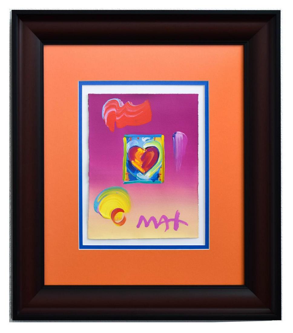 Peter Max- Original Mixed Media "Heart Series Ver. I: Artist: Peter Max. Medium: Original Mixed Media. Title: Heart Series Ver. I #257. Size (Unframed): 11" x 8.5". Size (Framed): 23.5" x 20.5". Certificate of Authenticity: From Peter Max Studio. Additio